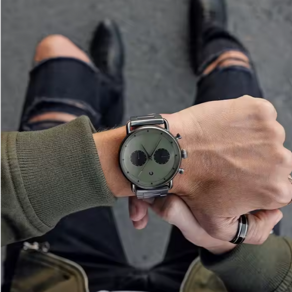 MVMT Blacktop Green Dial Gunmetal Strap Watch BT01-OLGU.