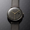 Men’s Black Dial Silver Watch | Elegant Leather Strap Timepiece