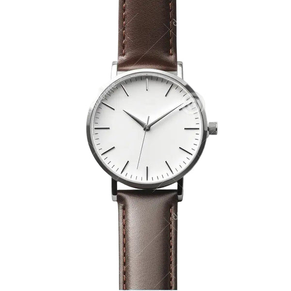 Classic Men’s Analog Watch – Clean White Face & Leather Band